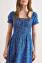 Women's Cobalt Blue Gipe Detailed Mini Woven Viscose Dress Elb-19002606 - 4