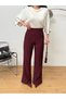 Women's High Waist Back Zip Detail Fabric Trousers - 4