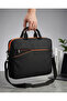 Black Orange Detailed Shoulder Strap Laptop Briefcase Bag Si