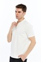 Zippered Polo Collar Men's T-Shirt 2738 Ecru - 3