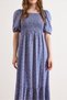 Women's Indigo Gipe Detailed Midi D Woven V Viscose Dress Elb-19002607 - 5