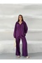 Women's Purple Pocketed Cupralı Modal Top and Bottom Set Frv0158 - 2