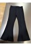 Girl's Heart Patterned Collared Shirt Black Flared Leggings Set - 4