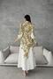 Women's White-Khaki Atlas Fabric Shirt Collar Belt Pack Maxi Dress Jen4220 - 3