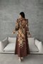 Women's Brown Atlas Fabric Shirt Collar Belt Pack Maxi Dress Jen4220 - 3