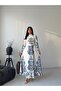 Women's White Atlas Fabric Full Length Buttoned Belt Pack Maxi Dress Jen2640