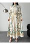 Women's White Atlas Fabric Mock Neck Buttons Belt Piece Maxi Dress Jen2653