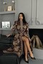 Women's Brown Atlas Fabric Button Detailed Belt Pack Maxi Dress Jen2599 - 2