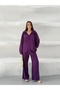 Women's Purple Pocketed Cupralı Modal Top and Bottom Set Frv0158 - 6