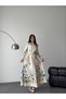 Women's White Atlas Fabric Mock Neck Buttons Belt Piece Maxi Dress Jen2653 - 4