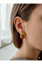 Steel Brown Large Drop Oval Natural Stone Look Earrings