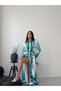 Women's Petrol Atlas Fabric Shirt Collar Belt Pack Maxi Dress Jen2644 - 4