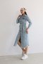 Women's Belt Li Denim Shirt Dress Midi Length Buttoned Casual Stylish Denim Dress Bnj-999 - 5