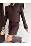 Jacket Collar Fabric Print Buttoned Cuff Sleeve Cape Collar Detail Lined Jacket Plain Mini Skirt Set