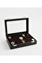 Faux Leather Compartment Wooden Watch Jewelry Box with Burgundy Cushions - 6