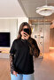 Oversized Stylish Black Modal T-Shirt with Lace Detail - 5