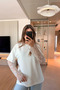 Oversized Stylish White Modal T-Shirt with Lace Detail - 2