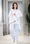 New Season Blue Maternity Shawl Collar Ruffled Short Sleeve Dressing Gown Pajama Set with Breastfeeding Feature - 3