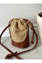 Tan Women's Straw Mini Ruched Handbag and Shoulder Bag - 4