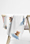 100% Cotton 4 Layer Muslin Baby Blanket 80X85 cm - Cat Patterned Baby Blanket - White/Blue - 2