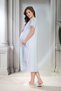 New Season Blue Maternity Summer Dress Eyelet Embroidery Linen Detailed Design Short Sleeve 100% Cotton Nightgown - 5