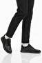 Black Genuine Leather Rubber Laced Men's Casual Shoes
