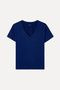 Women's Navy Blue Cotton V-Neck T-Shirt