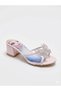 Girls' Powder Pink Transparent Comfortable Square-Heeled Stylish Dressy Slippers - 4