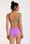 Women's Bow Detailed Green Floral Non-wired Removable Thin Covered Slip Bikini Set - 2