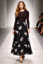 Elastic Waist Lined Three Layers Exquisitely Embroidered Crepe Fabric Chiffon Skirt