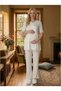 New Season Ecru Maternity Summer V-Neck Button Detailed Stylish Lace Piece Design Short Sleeve Pajama Set - 3