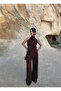 Brown Backless Low-Cut Corded Fabric Set - 3