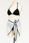 Women's Stylish Black and White Pareo Set with Side and Neck Tie, 3-Piece Bikini Set - 3