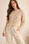 Stone Color Embossed Patterned Lace Openwork Seasonal Women's Knitwear Sweater - 4
