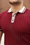 Men's Button Collar Contrast Collar Knitwear T-Shirt - 4