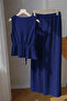 Navy Blue Vest Two-Piece Set with Tie-Up Details and Wide-Leg Pants - 2