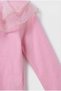 Girl's Cotton Pack Pink Tulle Flounce Collar Blouse - Gold Striped Detail - 2