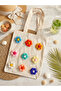 Handmade Knitted Daisy Detailed Canvas Tote Bag – Cloth Shoulder Bag - Beach Bag - 2