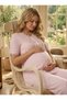 New Season Pink Maternity Summer V-Neck Button Detailed Lace Piece Design Short Sleeve Pajama Set - 8