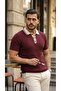 Men's Button Collar Contrast Collar Knitwear T-Shirt - 2