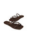 Women's Square Toe Flip-Flops with Brown Cross Straps, Stylish Daily Slippers - 3
