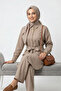 Women's Belt Detail Gold Buttoned Tunic Trousers Set Stylish Daily Hijab Combination - 2