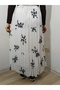 Elegant Embroidered Crepe Fabric Chiffon Skirt with Elastic Waistband and Three Layers of Ruffles - 8