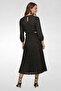 Women Allover Print Pleated A-Line Dress, Black - 2