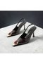 Stone Detailed Patent Leather Open Back Shoes Heeled Shoes - 3