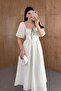 Lace Detailed Contrast Stitching Piece Embroidered Dress - 2
