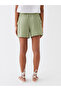 Two Mt Shop Quality Lcw Vision Green Standard Fit Plain Linen Blend Women's Shorts - 5