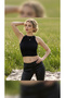 Women's Crew Neck Zero Sleeve Off Shoulder Top Ribbed Knit Krop Body Athlete - 3