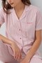 Women's Striped Buttoned Short Sleeve Boxed Pajama Set – 50% Cotton 50% Modal, Pocket Detail - 3