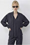 Women's Anthracite Collar Tie Detailed Blouse 8101 60286018 - 4